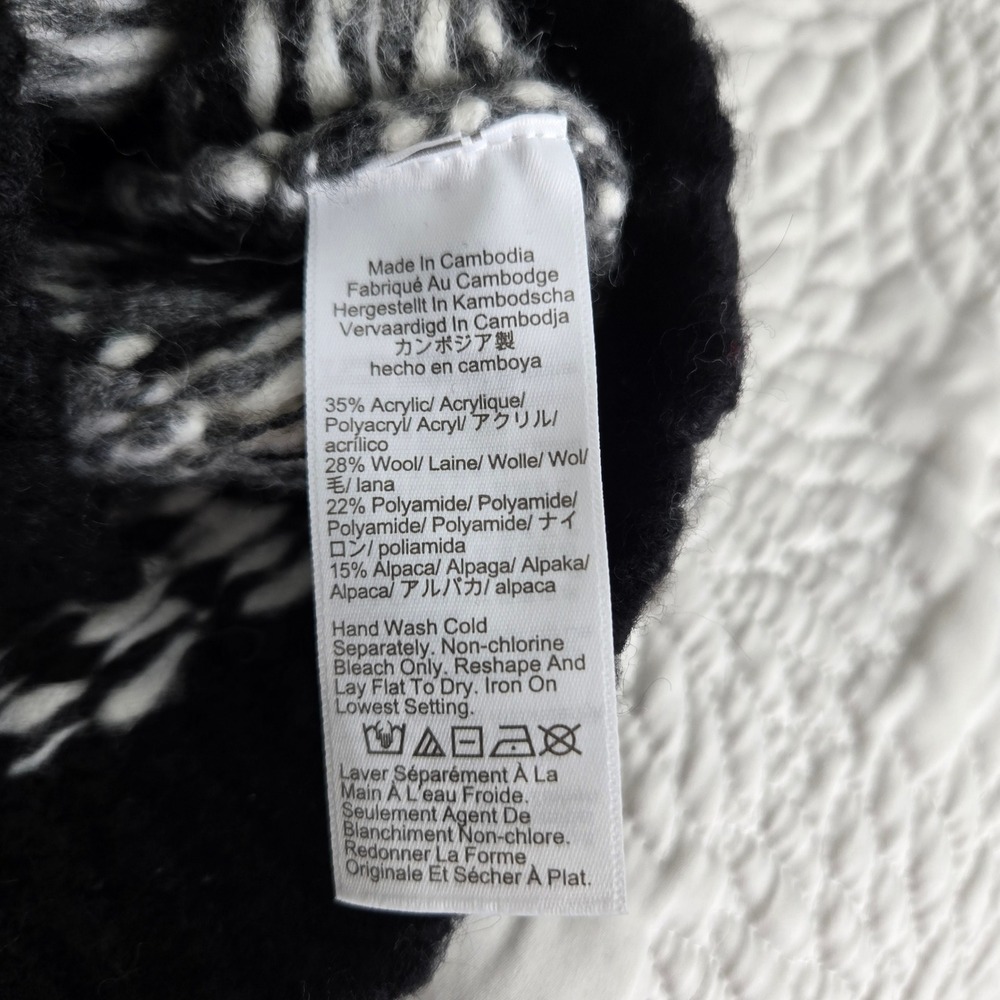 J. Crew Womens Fair Isle Cardigan‎ Sweater Black White Wool Alpaca CE714 Size S - Picture 8 of 9